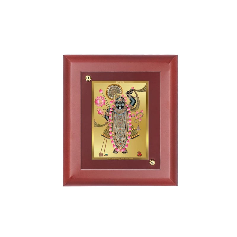 DIVINITI 24K Gold Plated Foil Shrinathji Rectangular Wall Photo FrameTable DecorMdf 1 Wooden Wall Photo Frame AndReligious Photo Frame Idol For PoojaGifts Items165Cmx140Cm - Image 2
