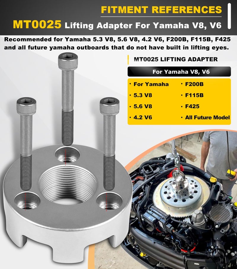 Camoo Lifting Adapter, Compatible for Yamaha 5.3 V8, 4.2 V6, F200B, F115B, F425, MT0025, MT0022 and Non-Verado Mercury (1.5" x16) - Image 2
