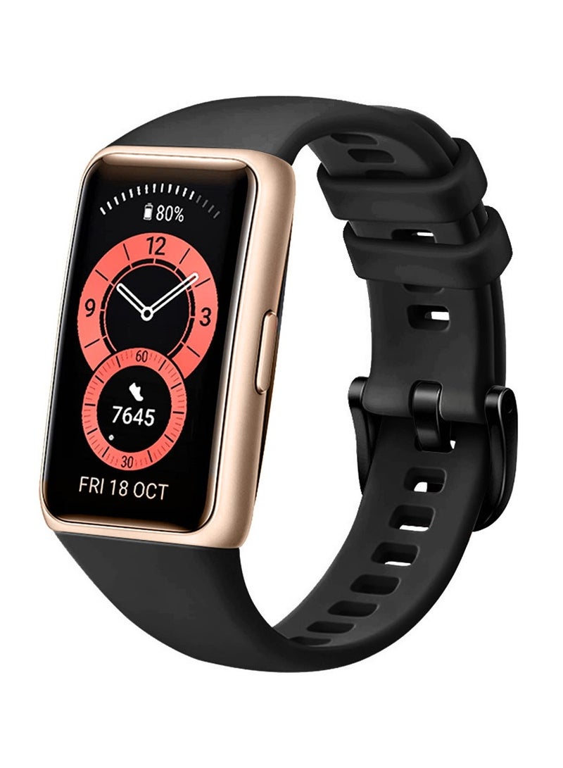 CATANES Band 6 / Band 6 Fitness Tracker Replacement Silicone Band Adjustable Waterproof Smart Watch Strap with Buckle Deep Black - Image 2