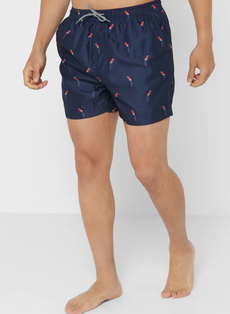 BRAVE SOUL Mens Microfibre Parrot Printed Swims