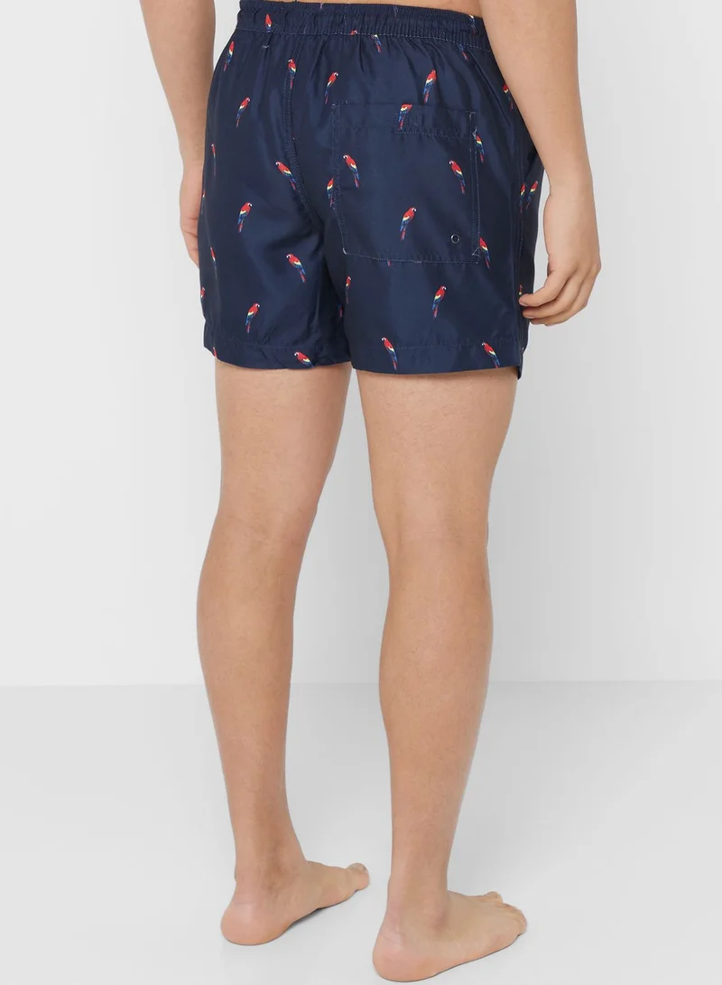 BRAVE SOUL Mens Microfibre Parrot Printed Swims