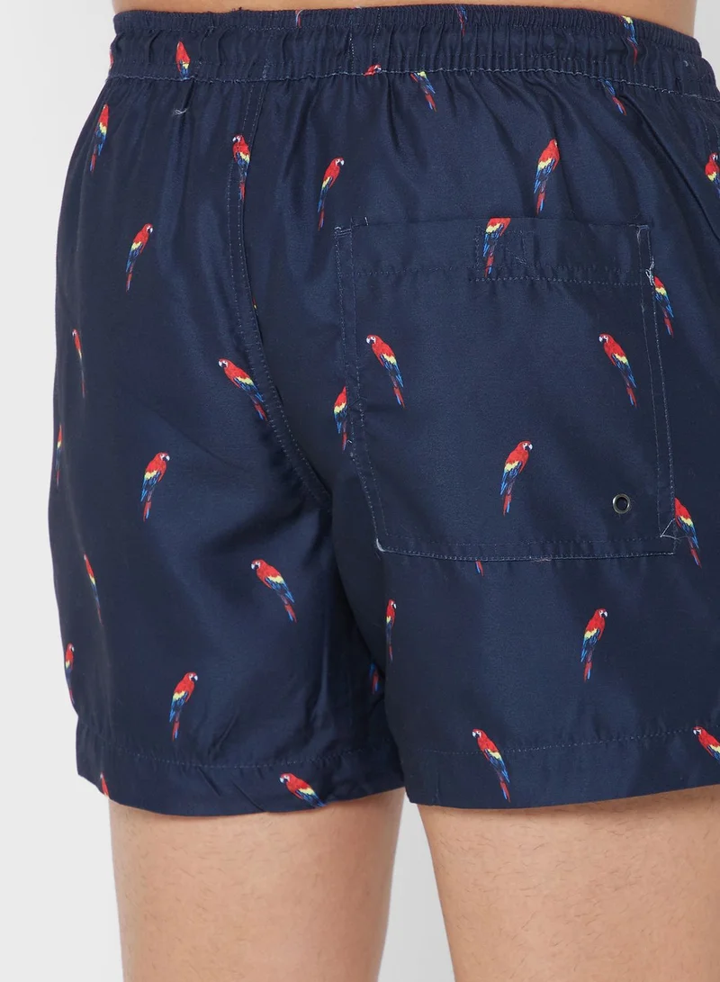 BRAVE SOUL Mens Microfibre Parrot Printed Swims