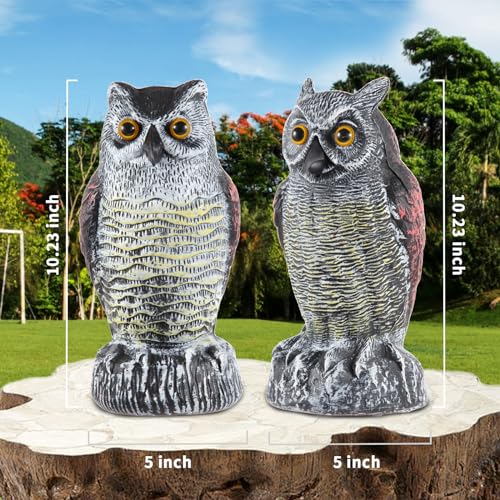 Hedoc 2 Pack Fake Owl Decoys to Scare Birds Away, Great Horned Owl Bird Deterrents, Nature Scarecrow Plastic Pest Repellent, Garden Decor and Yard Decoration for Gardens and Rooftops - Image 4