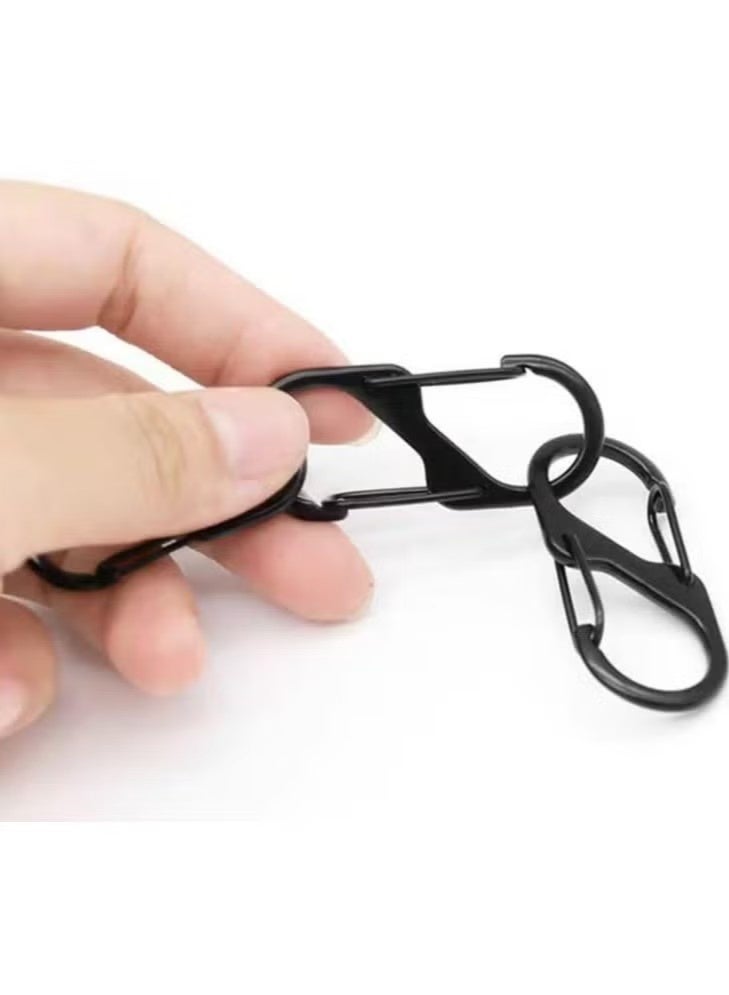 10-Pack 50mm S-Carabiners - 5 Silver, 5 Black - Anti-Theft for Bags & Luggage - Image 4