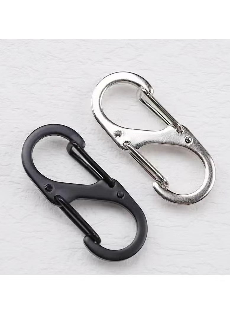 10-Pack 50mm S-Carabiners - 5 Silver, 5 Black - Anti-Theft for Bags & Luggage - Image 5