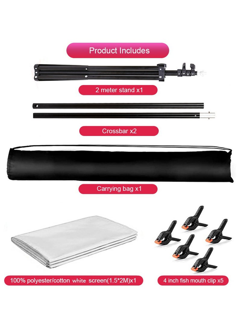 FlashHawk 2.0*1.5M T-Shape Backdrop Support Stand with White Photography Background for Parties/Wedding/Photography - Image 2