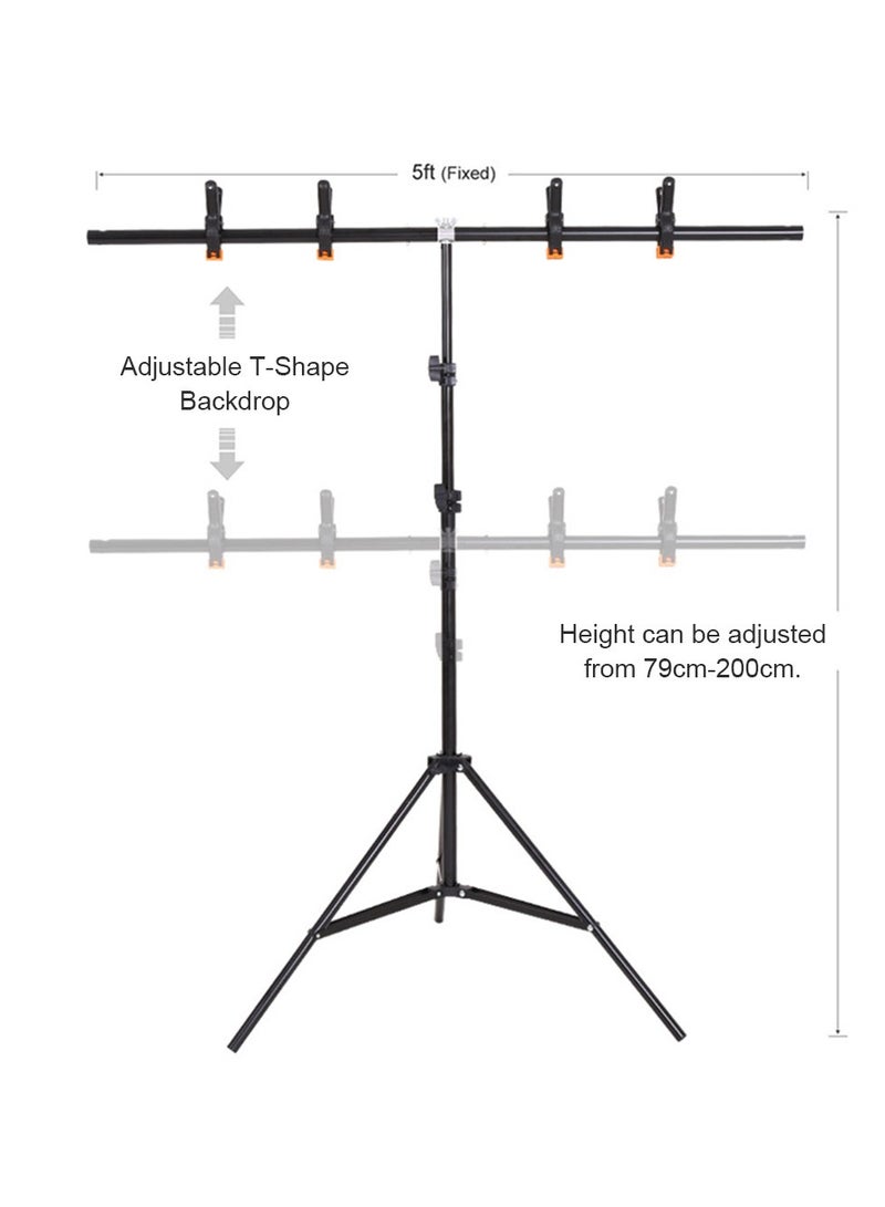 FlashHawk 2.0*1.5M T-Shape Backdrop Support Stand with White Photography Background for Parties/Wedding/Photography - Image 3