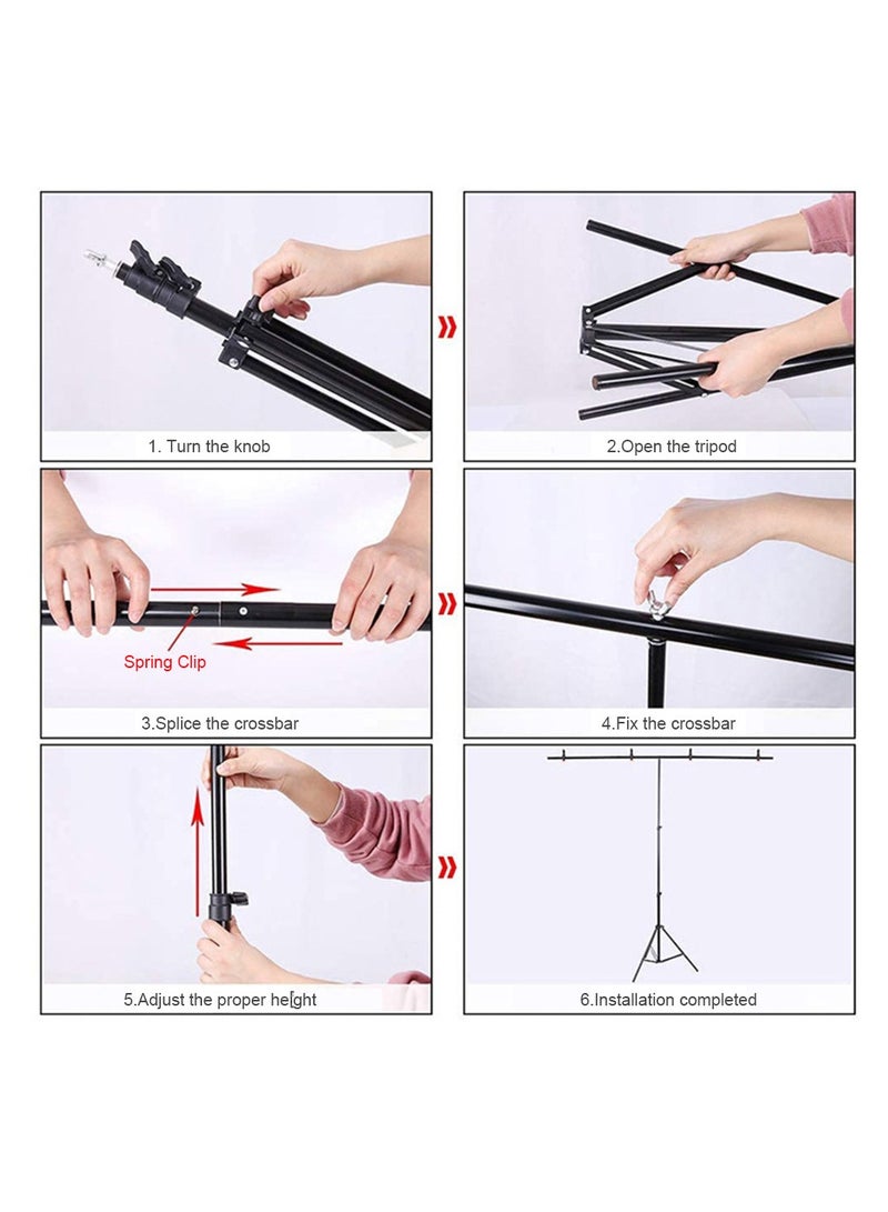 FlashHawk 2.0*1.5M T-Shape Backdrop Support Stand with White Photography Background for Parties/Wedding/Photography - Image 4