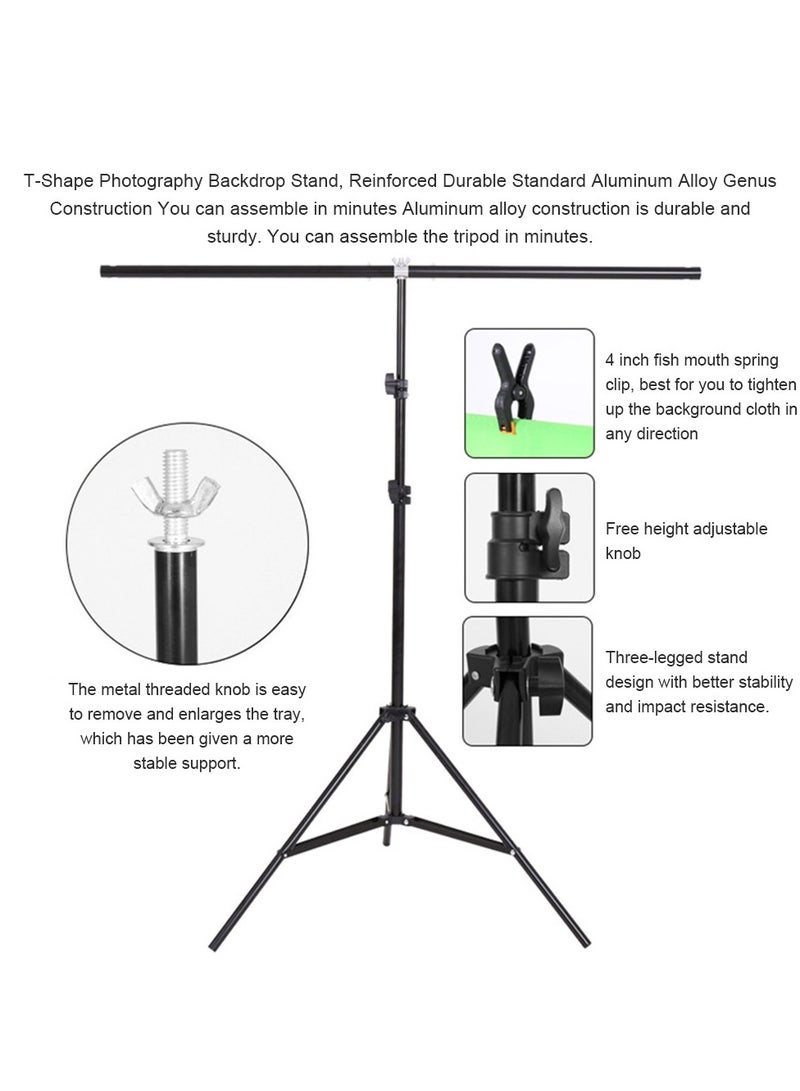 FlashHawk 2.0*1.5M T-Shape Backdrop Support Stand with White Photography Background for Parties/Wedding/Photography - Image 5