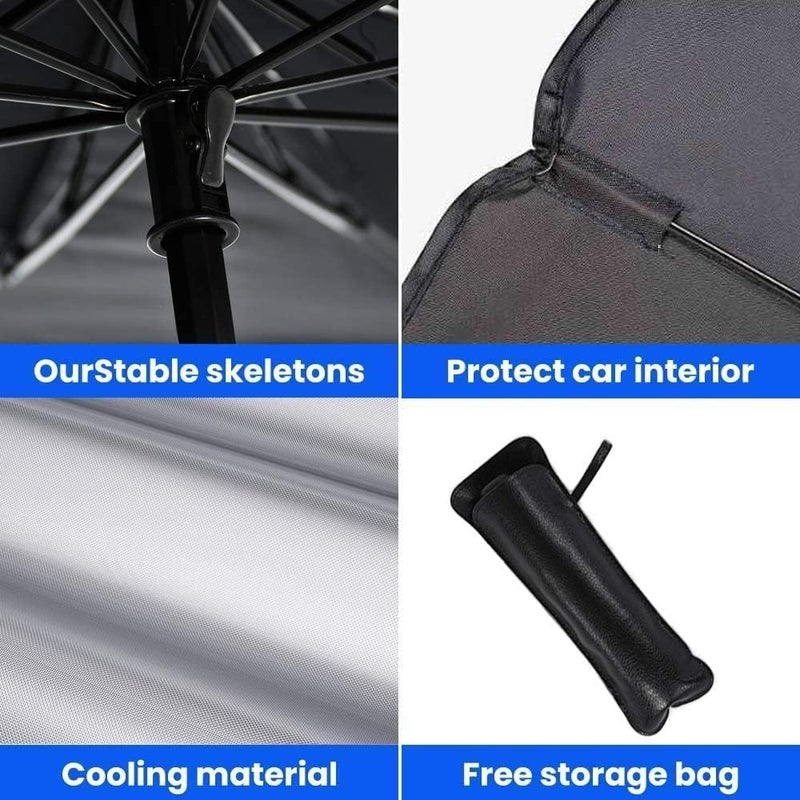sulfar SCIENISH Car Umbrella Sun Shade Cover, Foldable Sun Shades Car for Windshield Parasol to Keep Your Vehicle Cool and Damage Free, Block Heat UV Rays Sun Visor Protector, Easy to Use (50*25 Inch) - Image 4