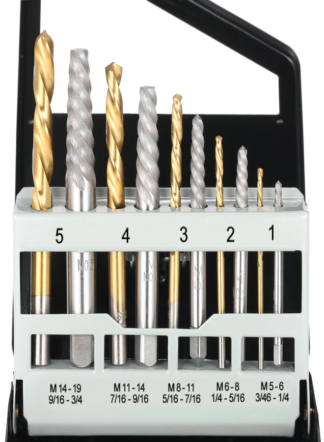 10pcs Left Hand Drill Bit Broken Bolt Damaged Screw Extractor Set with Metal Case - Image 2