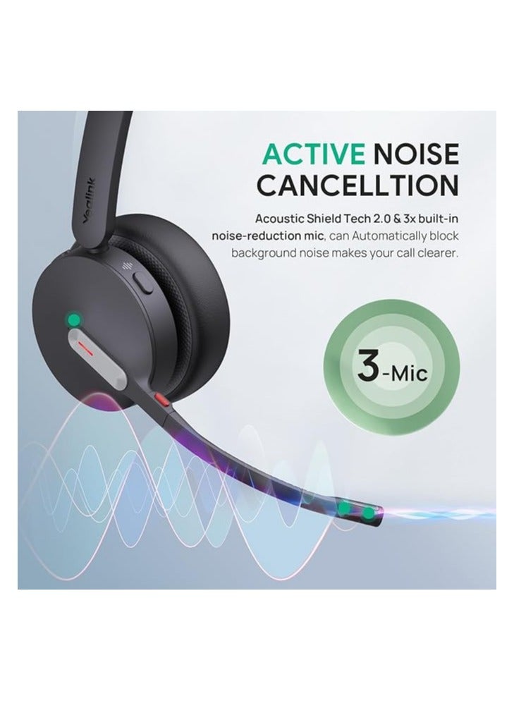 Yealink WH64 DECT & Bluetooth Dual Teams Wireless Headset, 606 ft Range On Ear Work Headphones with 3X Noise Cancelling Mic, 32H Talk Time, Ringer, Office Headsets for Desk IP Phone, PC,Cellphone - Image 5