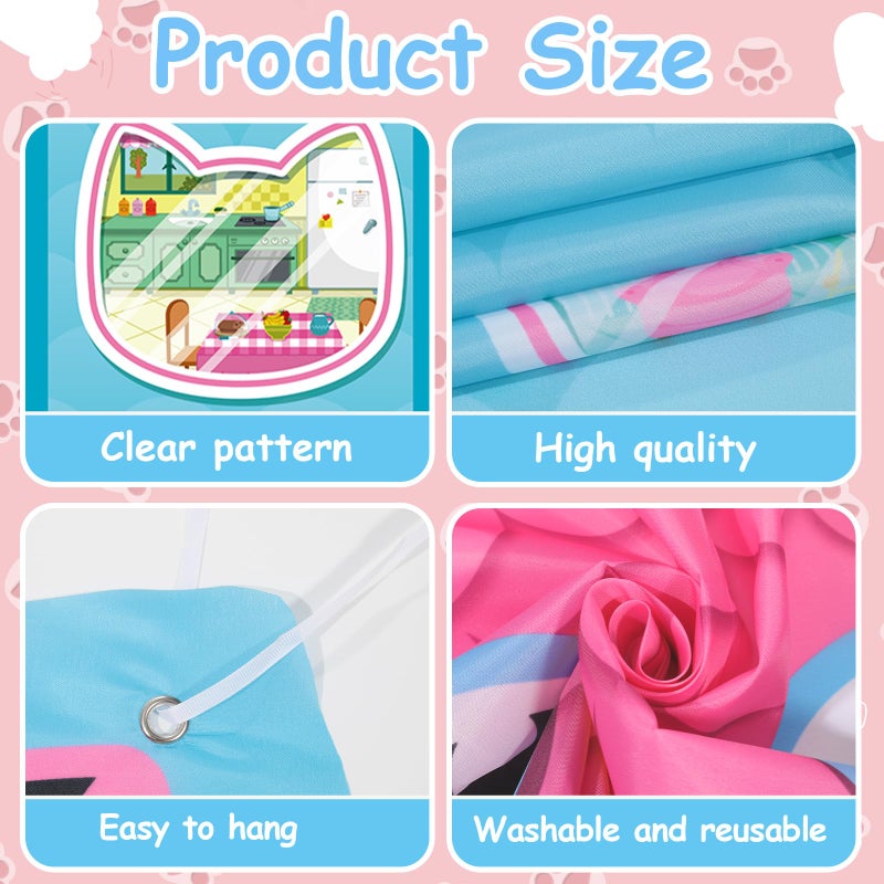 MinFyberd 3Pcs Cat House Themed Party Door Decorations Cartoon Doll Theme Porch Banner Cute Cartoon Cat Door Hanging Banner Kitten Party Porch Signs Backdrop for Kids Birthday Decoration Baby Shower Photo Props - Image 3