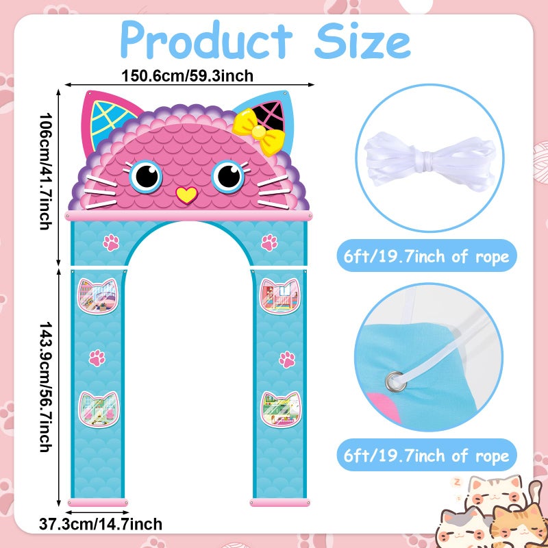 MinFyberd 3Pcs Cat House Themed Party Door Decorations Cartoon Doll Theme Porch Banner Cute Cartoon Cat Door Hanging Banner Kitten Party Porch Signs Backdrop for Kids Birthday Decoration Baby Shower Photo Props - Image 2