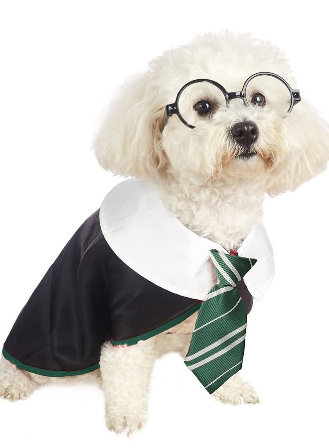 Generic Pet Halloween Dog Shirts Funny Cat Wizard Costume Cute Apparel Soft Clothes with Glasses (Large,Neck:18")