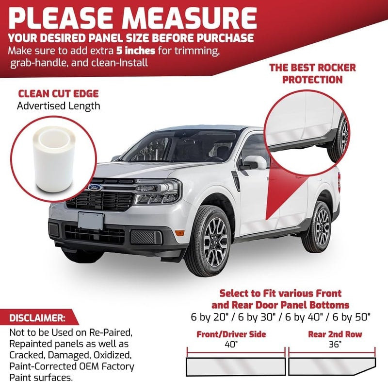 ARMOR UP 6"x40" Clear Paint Protection Film8-mil TPU Automotive Protector Wrap for Bumper, Door Bottoms, HOV Stickers, Rocker Protection - UV Protection, Non-Yellowing, Self-Healing - Image 5