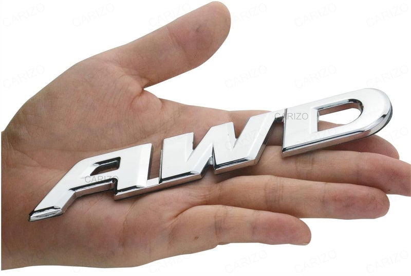 CARIZO Premium Zinc Alloy Badge, 3D Premium Car Side Fender Rear Trunk (Design: AWD, Silver) Emblem Logo Badge Decals - Image 3