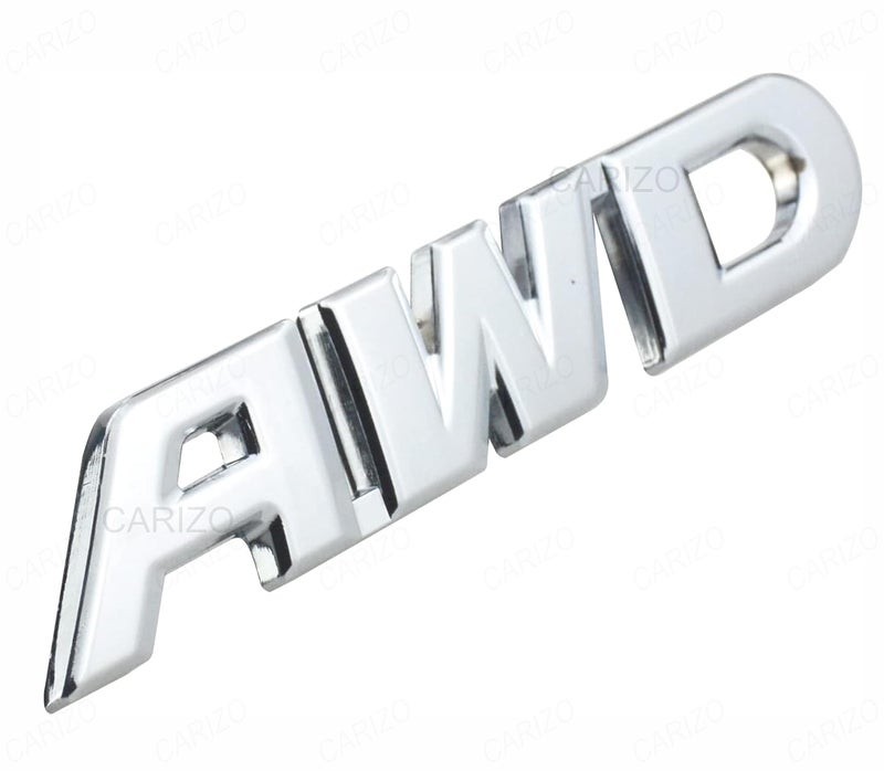 CARIZO Premium Zinc Alloy Badge, 3D Premium Car Side Fender Rear Trunk (Design: AWD, Silver) Emblem Logo Badge Decals - Image 1