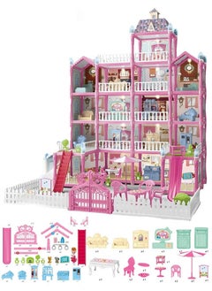 XiuWoo Doll House Toys,Big Size 5 Floors 19 Rooms Castle House With Decorating Dollhouse Accessories And Furniture,DIY Building Playset,Gift For Girl  - Image 1