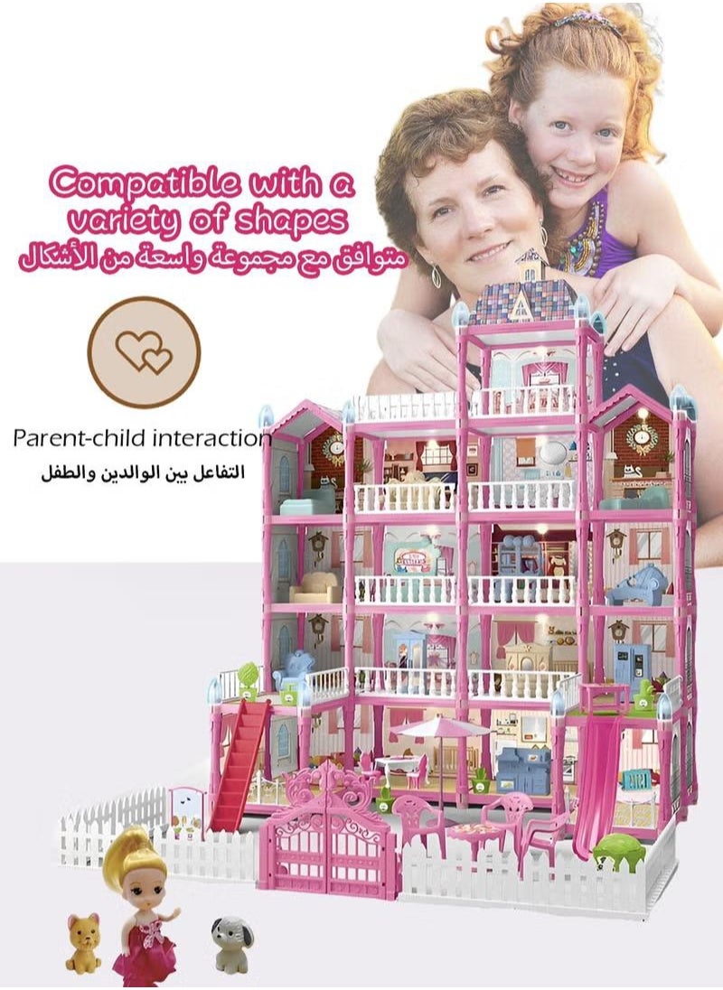 XiuWoo Doll House Toys,Big Size 5 Floors 19 Rooms Castle House With Decorating Dollhouse Accessories And Furniture,DIY Building Playset,Gift For Girl  - Image 3