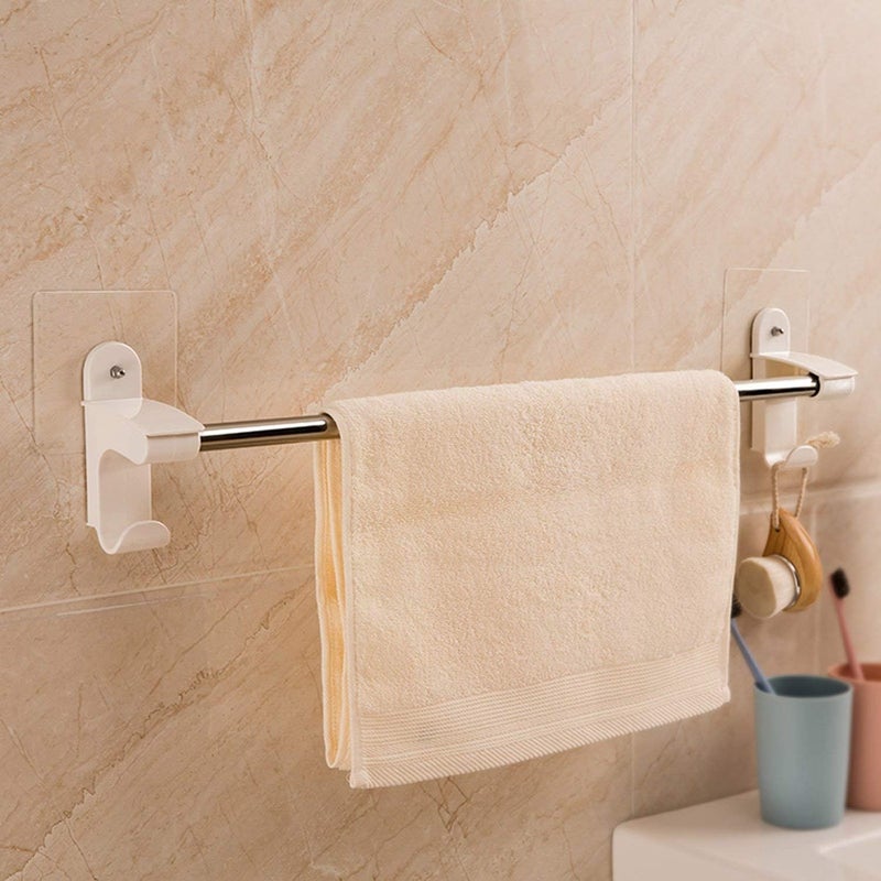 CLAPONE Towel Holder Self Adhesive Bathroom Towel Bar- Stainless Steel Bath Wall Shelf Rack Hanging Towel Stick On Sticky Hanger Contemporary Style, NO Drilling, (Single Rod) - Image 3