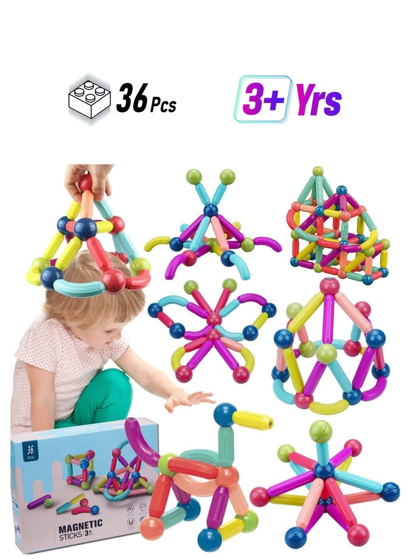 36 Pieces Magnetic Building Sticks Blocks Toy  - Image 1