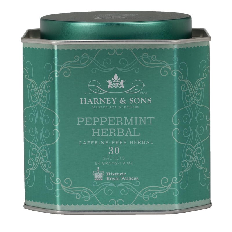 Harney & Sons Peppermint Herbal Tea in Sachets, Caffeine-Free Herbal, 30 Sachets
