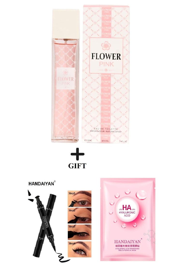 TRI Flower Pink EDT 100ml + Gift eyeliner and Mask - Image 1