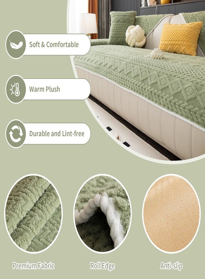 MDSASFD Plush Warm Couch Covers, Sectional Couch Cover Washable, Funny Fuzzy Pet Couchs Covers for Sofa, Non-Slip Couchs Protector for Dogs, Cozy Sofa Cover for Pet & Kid (1PC, Green, 28"×28") - Image 2