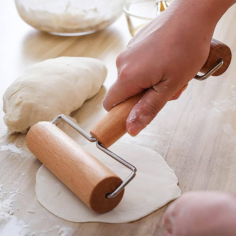 HEYOL Double Dough Baker Head Wooden Rolling PinNonStick Pastry Pizza RollerWood Roller Baker Roller Set Utensils DoubleHeaded for Belan ChapatiRotiPuri Kitchen Baking Cookie Biscuit Cooking - Image 2