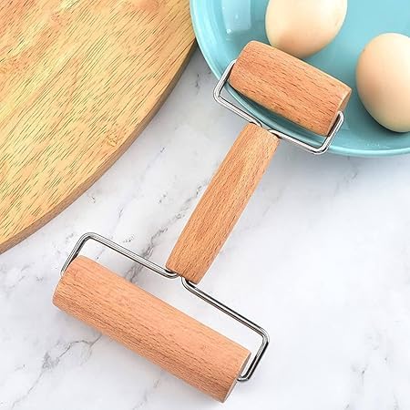 HEYOL Double Dough Baker Head Wooden Rolling PinNonStick Pastry Pizza RollerWood Roller Baker Roller Set Utensils DoubleHeaded for Belan ChapatiRotiPuri Kitchen Baking Cookie Biscuit Cooking - Image 1