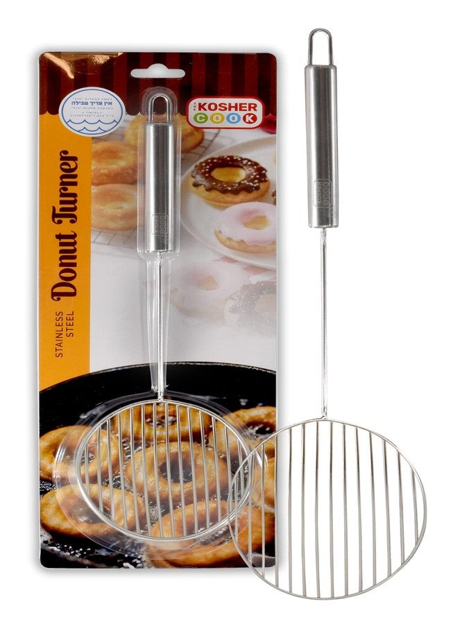 The Kosher Cook Donut Turner Oil Skimmer Spoon, Stainless Steel Slotted Spoon, Large Food Grade Spider Strainer for Draining and Frying - Image 2