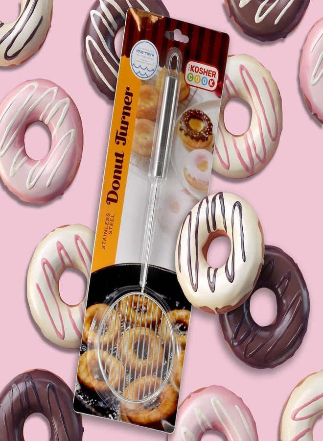 The Kosher Cook Donut Turner Oil Skimmer Spoon, Stainless Steel Slotted Spoon, Large Food Grade Spider Strainer for Draining and Frying - Image 5