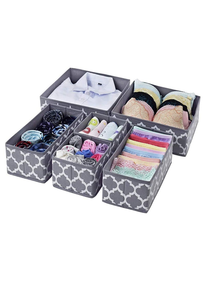 Styleys Styleys Foldable Cloth Storage Box Closet Dresser Drawer Organizer Cube Basket Bins Containers Divider with Drawers for Underwear, Bras, Socks, Ties, Scarves, Set of 6 (Grey Lantern, S12014P) 