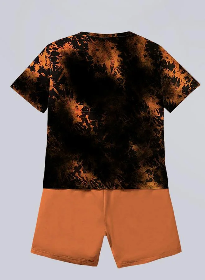 تايك تو طقم أولادي تيشيرت مطبوع مع شورت