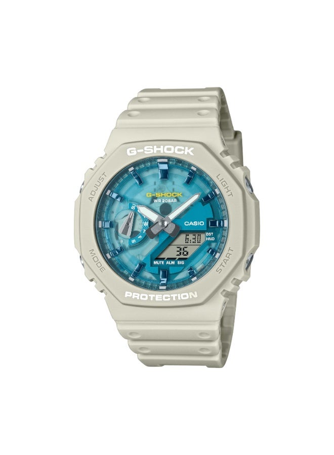 كاسيو جي-شوك GA-2100AS-5A، ساعة تناظري رقمي بهيكل Carbon Core Guard، إطار ثماني الأضلاع، مقاومة للصدمات، مقاومة للماء 200 متر، إضاءة LED مزدوجة، التوقيت العالمي - Image 1