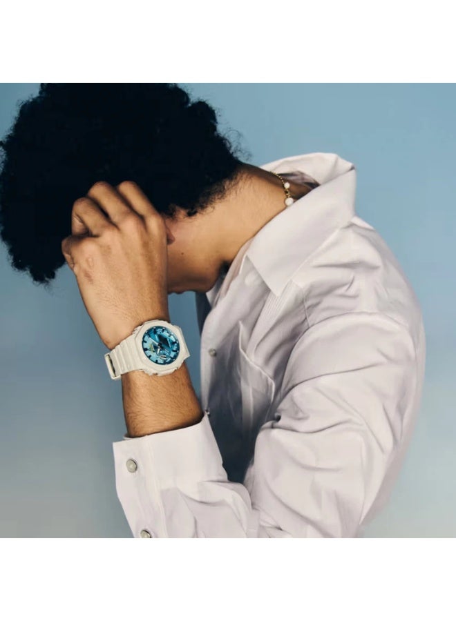 كاسيو جي-شوك GA-2100AS-5A، ساعة تناظري رقمي بهيكل Carbon Core Guard، إطار ثماني الأضلاع، مقاومة للصدمات، مقاومة للماء 200 متر، إضاءة LED مزدوجة، التوقيت العالمي - Image 2