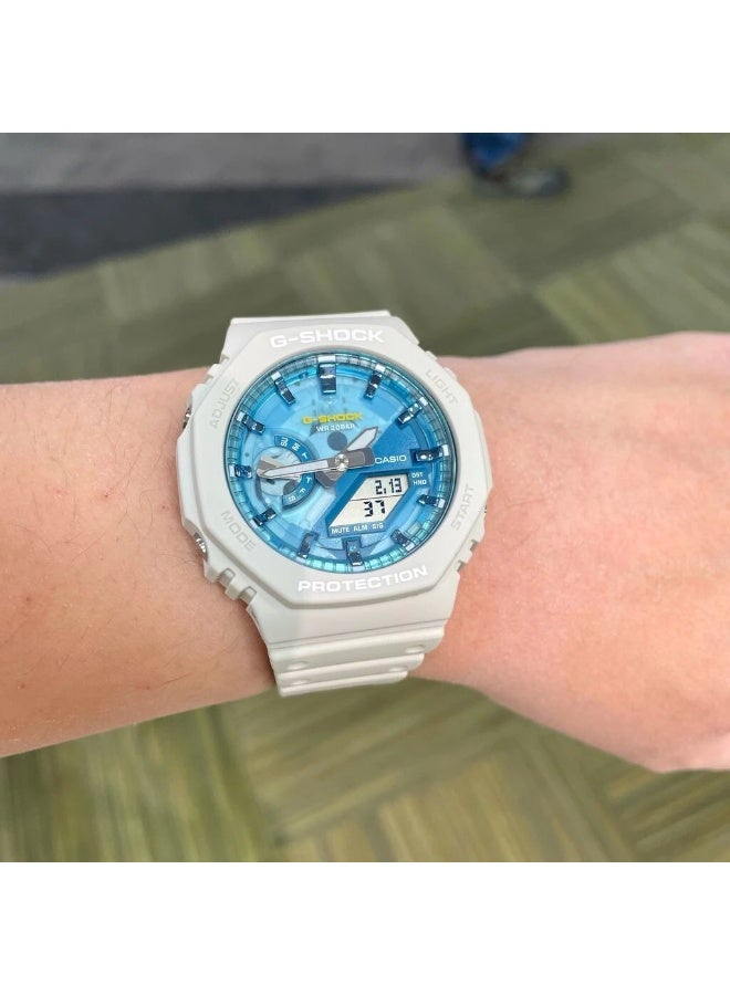 كاسيو جي-شوك GA-2100AS-5A، ساعة تناظري رقمي بهيكل Carbon Core Guard، إطار ثماني الأضلاع، مقاومة للصدمات، مقاومة للماء 200 متر، إضاءة LED مزدوجة، التوقيت العالمي - Image 3