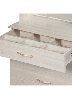 DANUBE HOME Ariana 4 Drawers Kids Dresser With Mirror Durable Vanity Table Young Dresser With Storage Modern Design Bedroom Furniture L80Xw40Xh174Cm-Light Oak  - Image 1