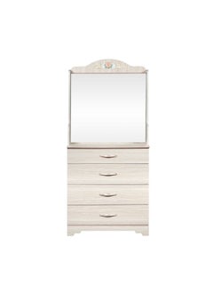 DANUBE HOME Ariana 4 Drawers Kids Dresser With Mirror Durable Vanity Table Young Dresser With Storage Modern Design Bedroom Furniture L80Xw40Xh174Cm-Light Oak  - Image 4