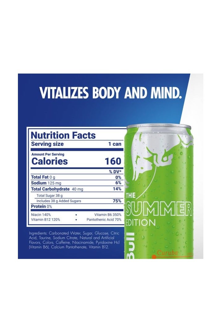 Red Bull Red Bull Green Edition Energy Drink, Curuba Elderflower, with 114mg Caffeine  Pack of 4 Cans - Image 3