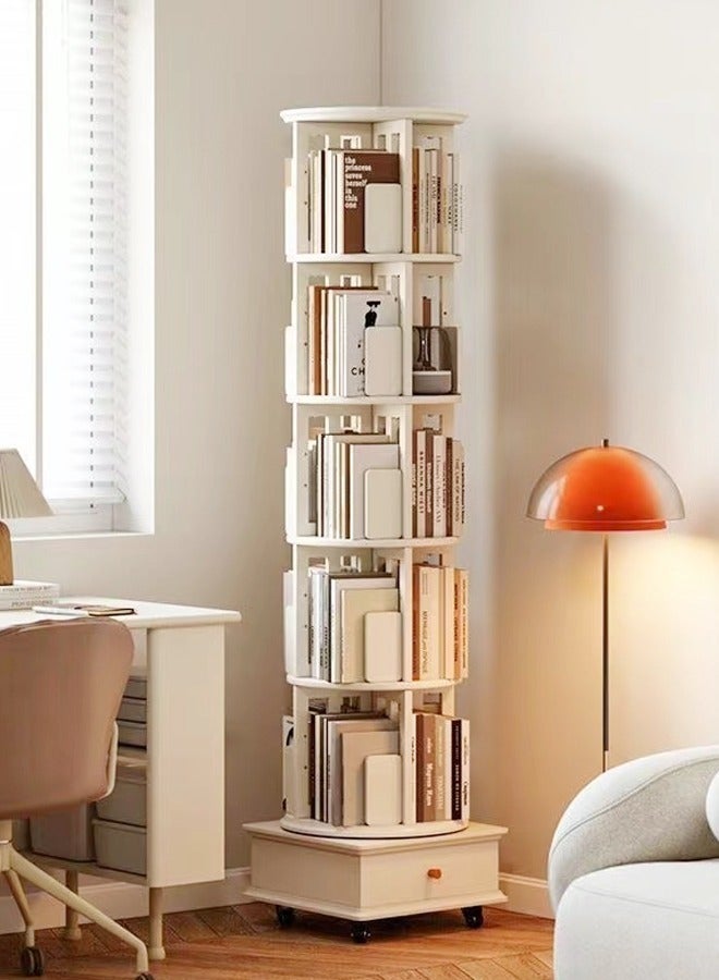 فاشون هوم رفوف كتب متعددة الطبقات متحركة بزاوية 360 درجة، وحدة تخزين متعددة الاستخدامات مع درج تخزين لغرفة المعيشة وغرفة النوم والمكتب 46 × 46 × 173 سم - Image 2