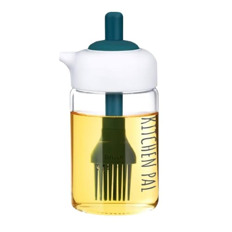 Kitchen Pal Olive Oil Cruet Dispenser Bottle heat resistant Silicone Brush for Cooking Easy to Dose Durable Drizzle Bottle for Kitchen Dishwasher Safe Brorosilicate Glass 53 x 24in 77oz