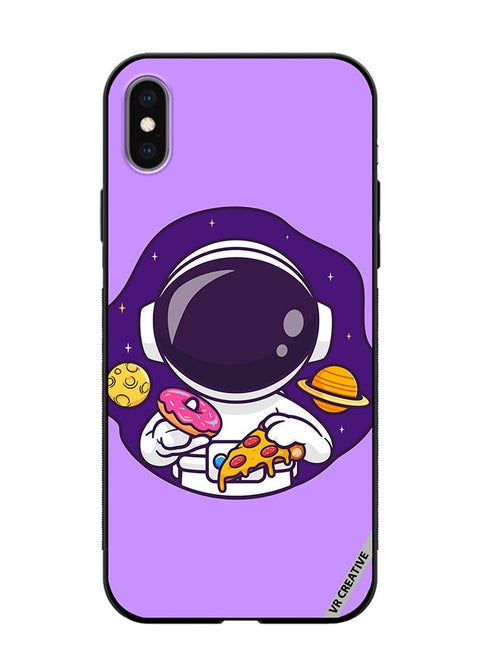 Protective Case Cover For Apple iPhone XS Max Cute Astronaut Eating Donut And Pizza Design Multicolour