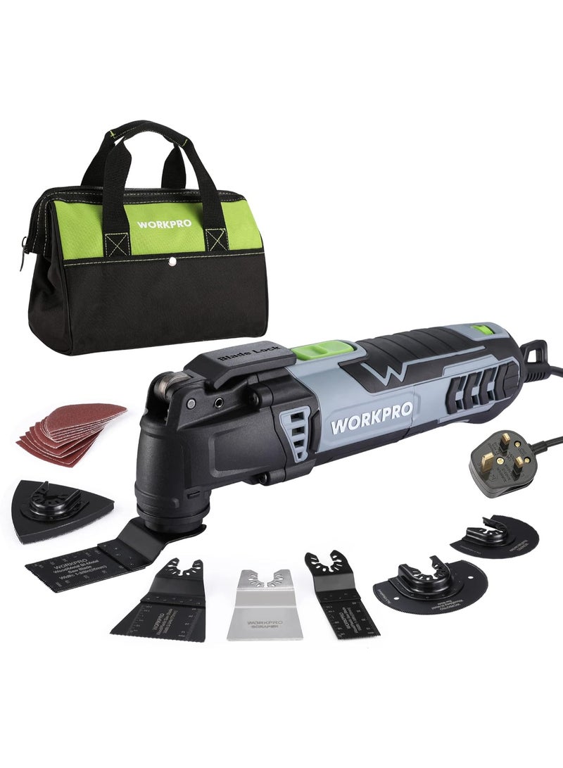 WORKPRO Oscillating Multi Tool 300W, 7 Variable Speeds, 3° Oscillation Angle, Quick Change Blade System, 17pc Accessories Kit Make it a Details Sander, Cutter, Scraper, Grinder - Image 1