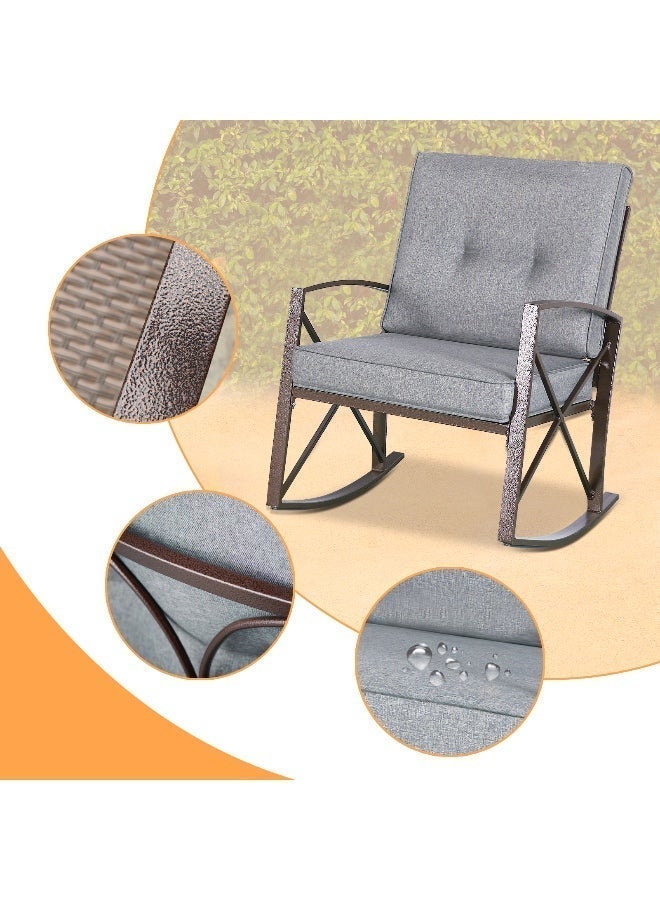 YIYAN 3-Piece Indoor-Outdoor Rocking Patio Set with Wicker Chairs & Glass Coffee Table for Balcony & Porch - Image 5