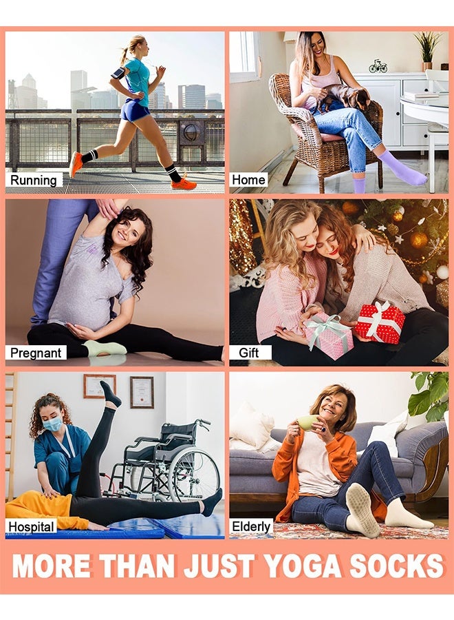 4 Pairs Non Slip Pilates Socks with Grips for Women Grip Socks for Yoga Ballet Barefoot Workout Anti Skid Athletic Socks - Image 4