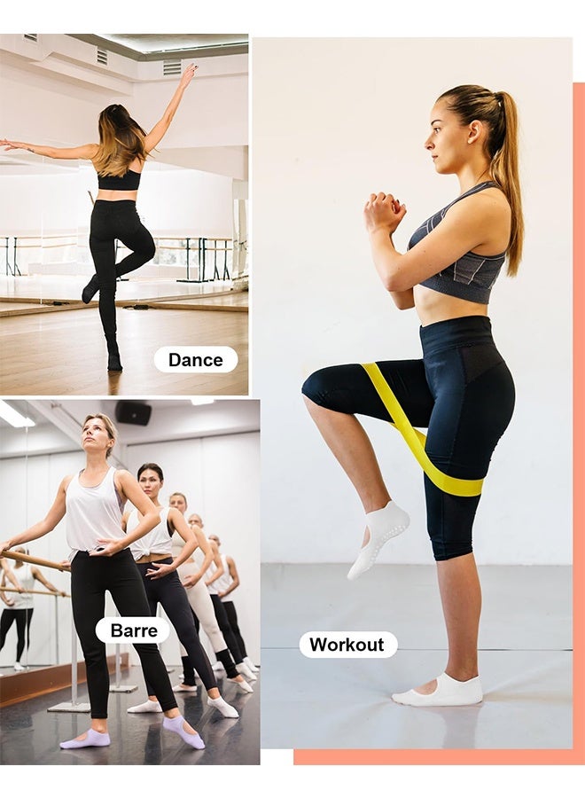 4 Pairs Non Slip Pilates Socks with Grips for Women Grip Socks for Yoga Ballet Barefoot Workout Anti Skid Athletic Socks - Image 3