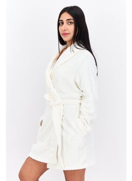 Tahari Women Textured Belted Robe, White  - Image 2