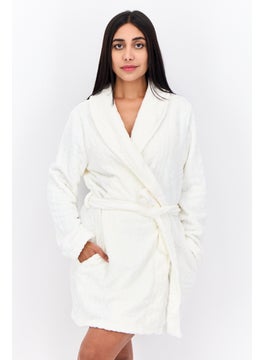 Tahari Women Textured Belted Robe, White  - Image 1